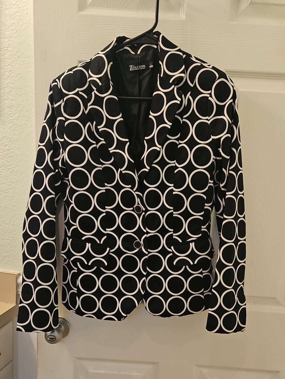 7th Avenue NY&Co Cotton Blend Geometric Circle Print Blazer Sz 6